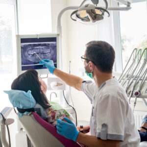 doctor showing xray to patient